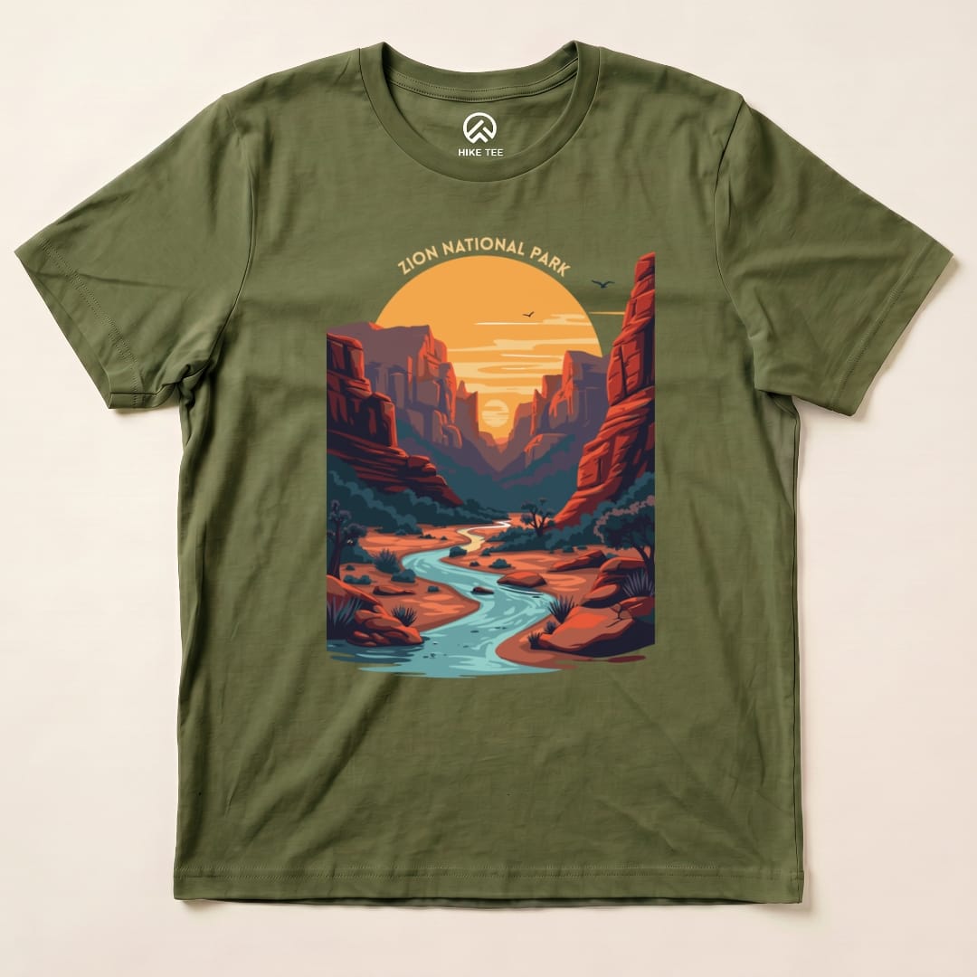 Hike Tee T-Shirt Military Green / S Zion National Park Shirt