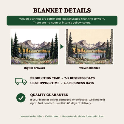 Woven blanket details, production time and quality guarantee