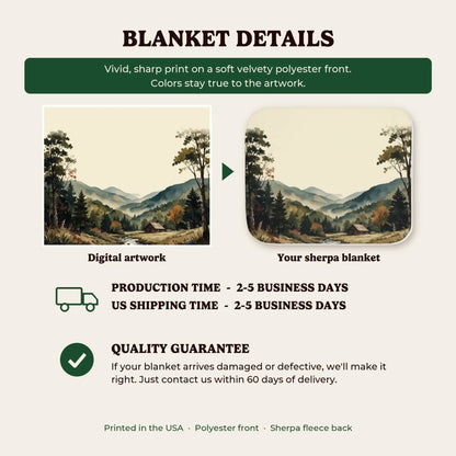 Sherpa blanket details, production time and quality guarantee