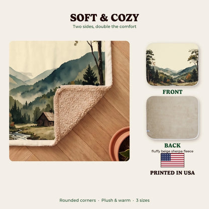 Soft and cozy sherpa blanket, printed in the USA
