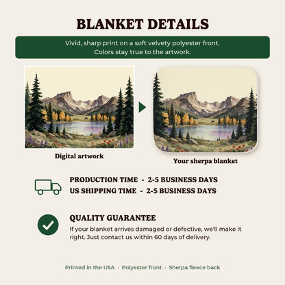 Sherpa blanket details, production time and quality guarantee
