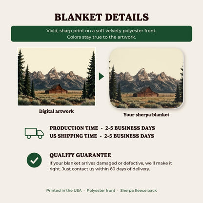 Sherpa blanket details, production time and quality guarantee