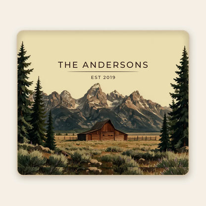 Personalized Grand Teton Barn Sherpa Blanket with family name