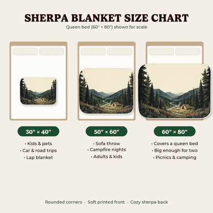 Sherpa blanket size chart 30x40, 50x60, 60x80