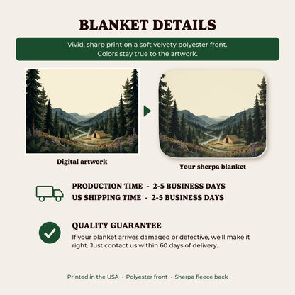 Sherpa blanket details, production time and quality guarantee