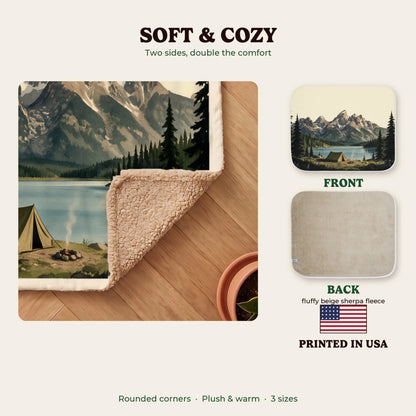 Soft and cozy sherpa blanket, printed in the USA