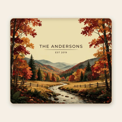 Personalized Great Smoky Mountains Autumn Sherpa Blanket with family name