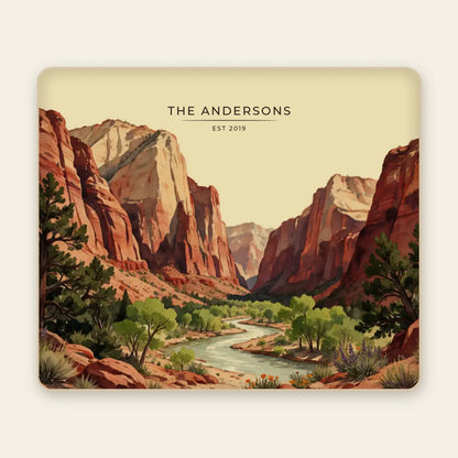 Personalized Zion Canyon River Sherpa Blanket with family name