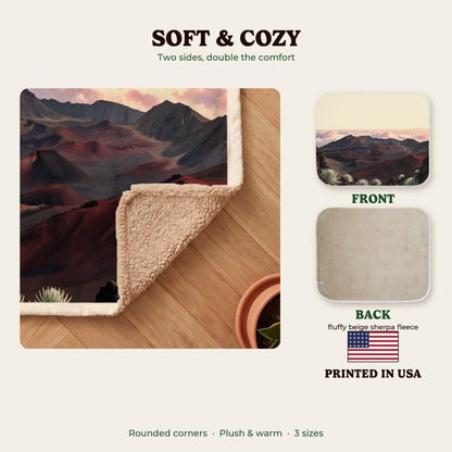 Soft and cozy sherpa blanket, printed in the USA