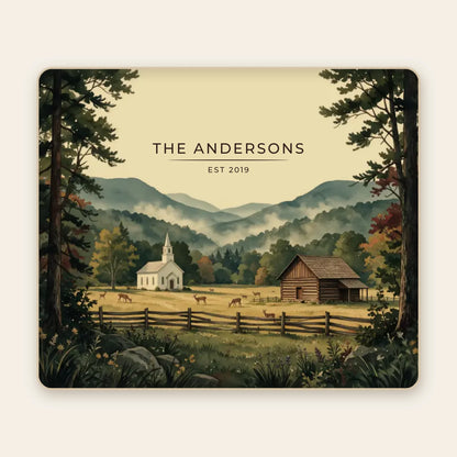 Personalized Great Smoky Mountains Cades Cove Sherpa Blanket with family name