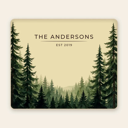 Personalized Evergreen Forest Treetops Sherpa Blanket with family name