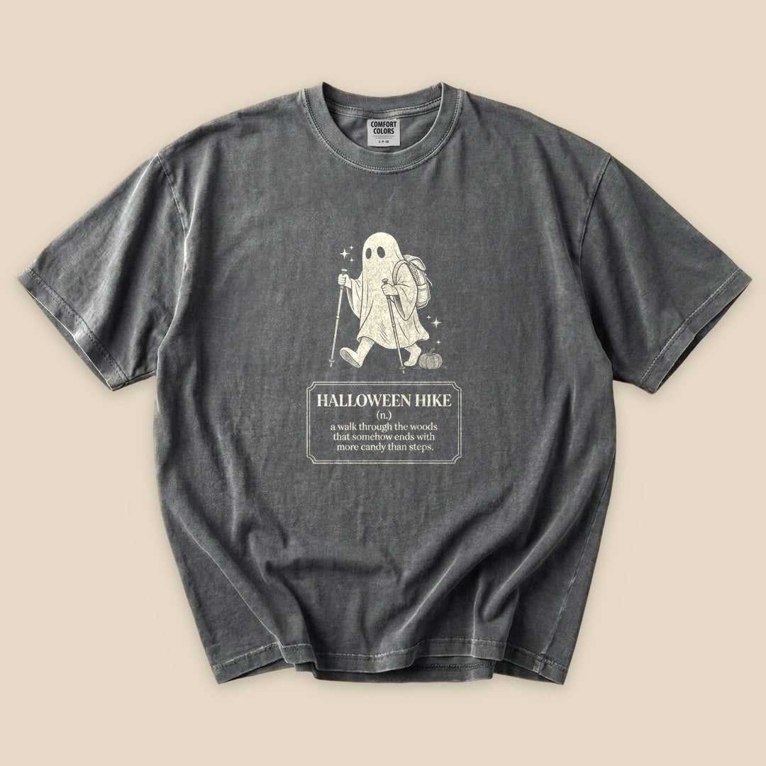 Pepper Halloween Hike Definition T-Shirt with a hiking ghost and Halloween hike definition graphic