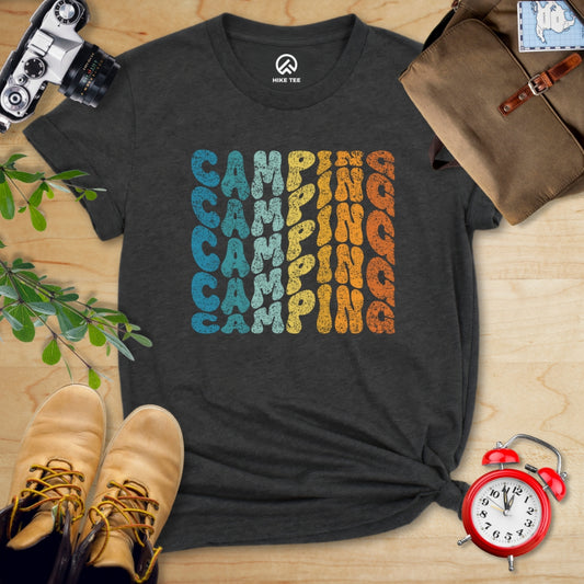Camping Vintage Wavy Text Shirt