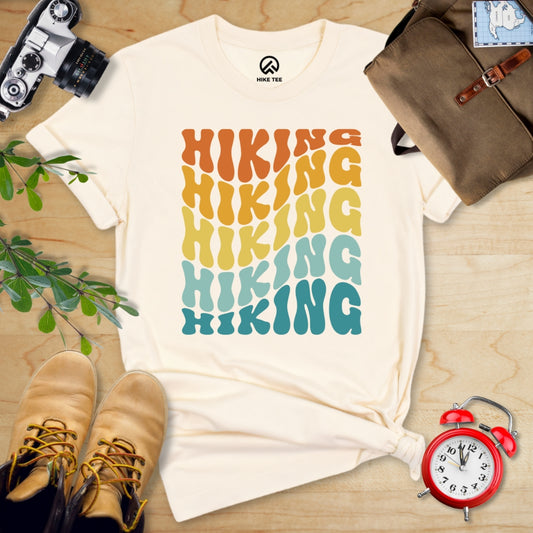 Hiking Vintage Wavy Text Shirt