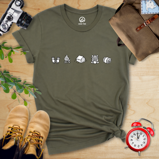 Minimalistic Drawing Camping Shirt