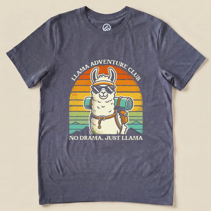 Llama Adventure Club Hiking Shirt Hike Tee T-Shirt Heather Navy / S