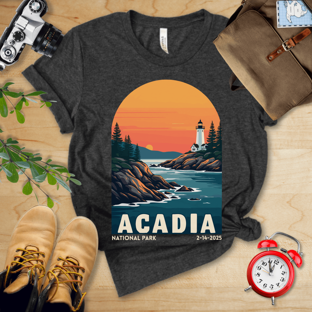 AnywherePOD T-Shirt Dark Grey Heather / S Acadia National Park Shirt + Personalization