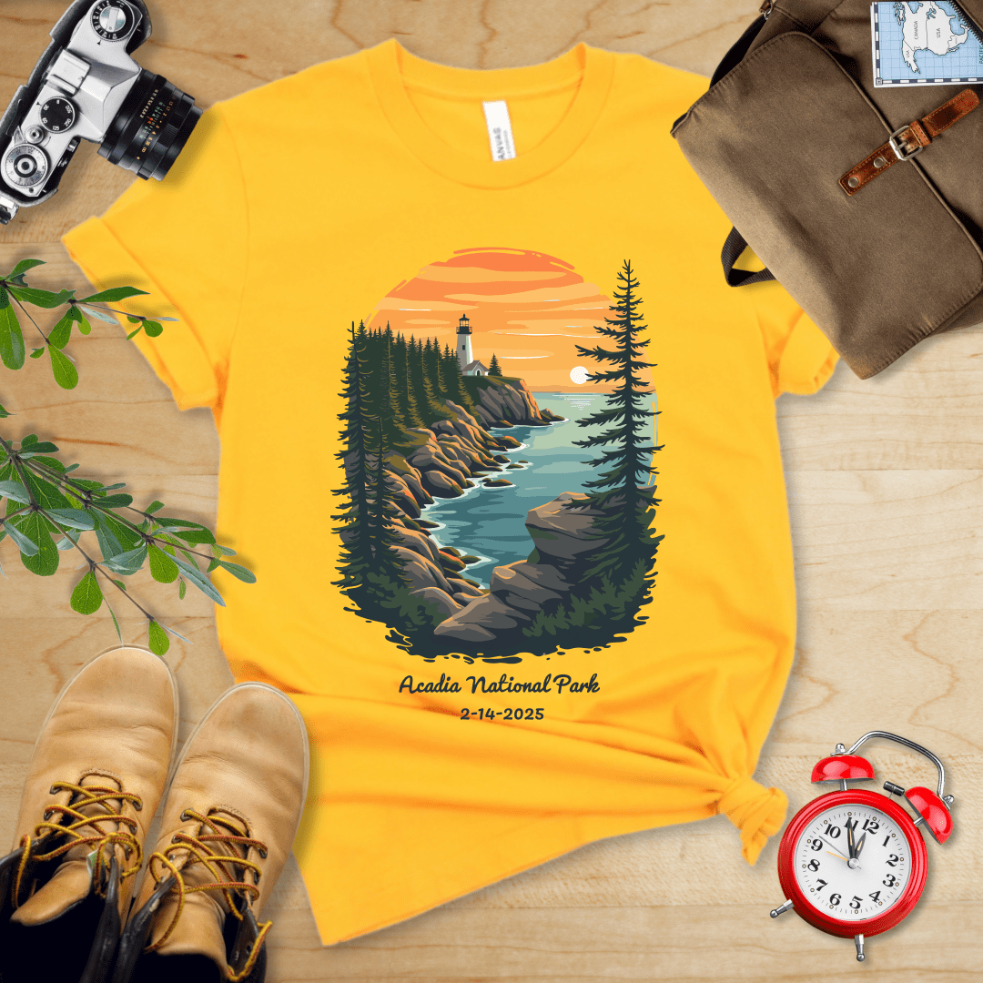 AnywherePOD T-Shirt Gold / S Acadia National Park Shirt + Personalization