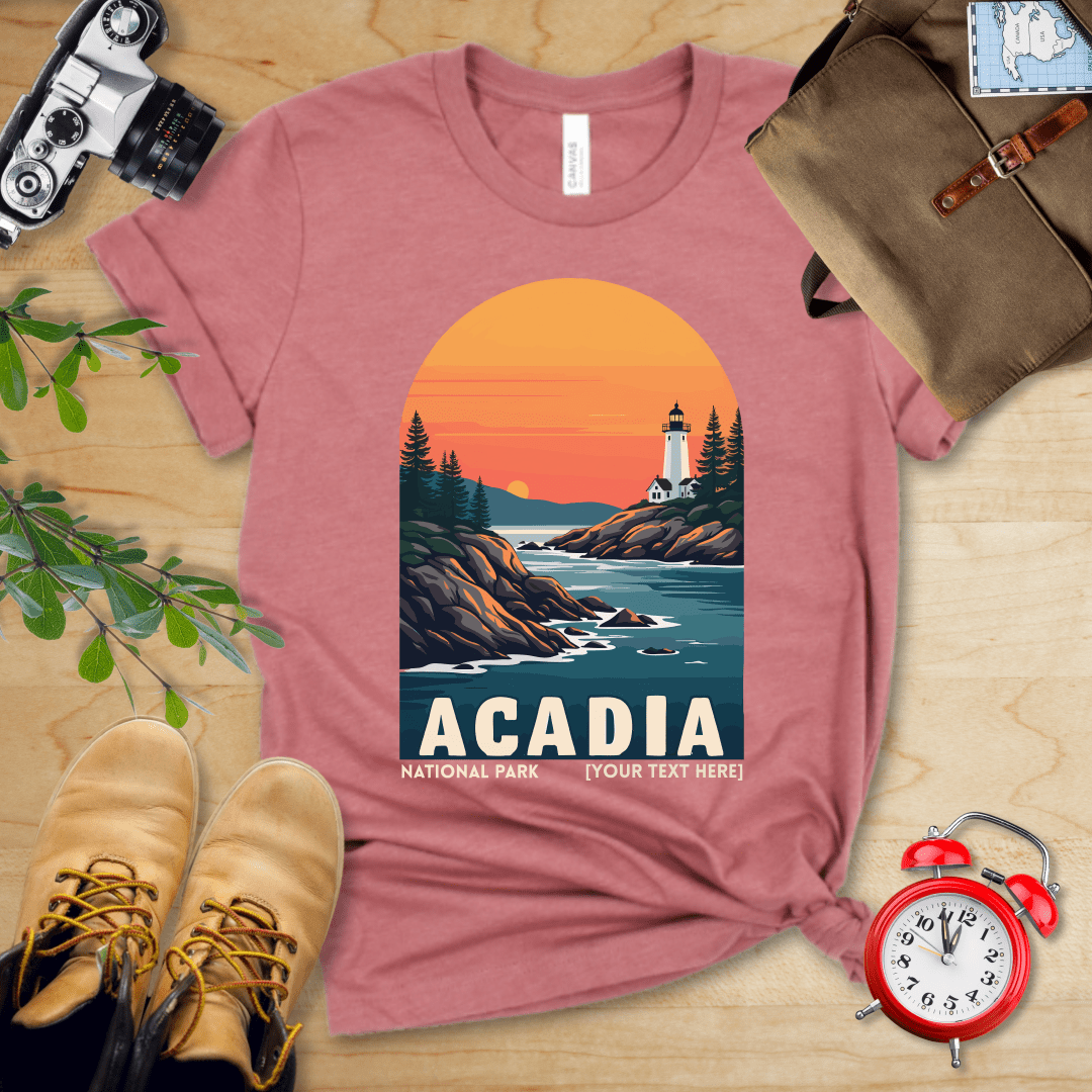 AnywherePOD T-Shirt Heather Mauve / S Acadia National Park Shirt + Personalization