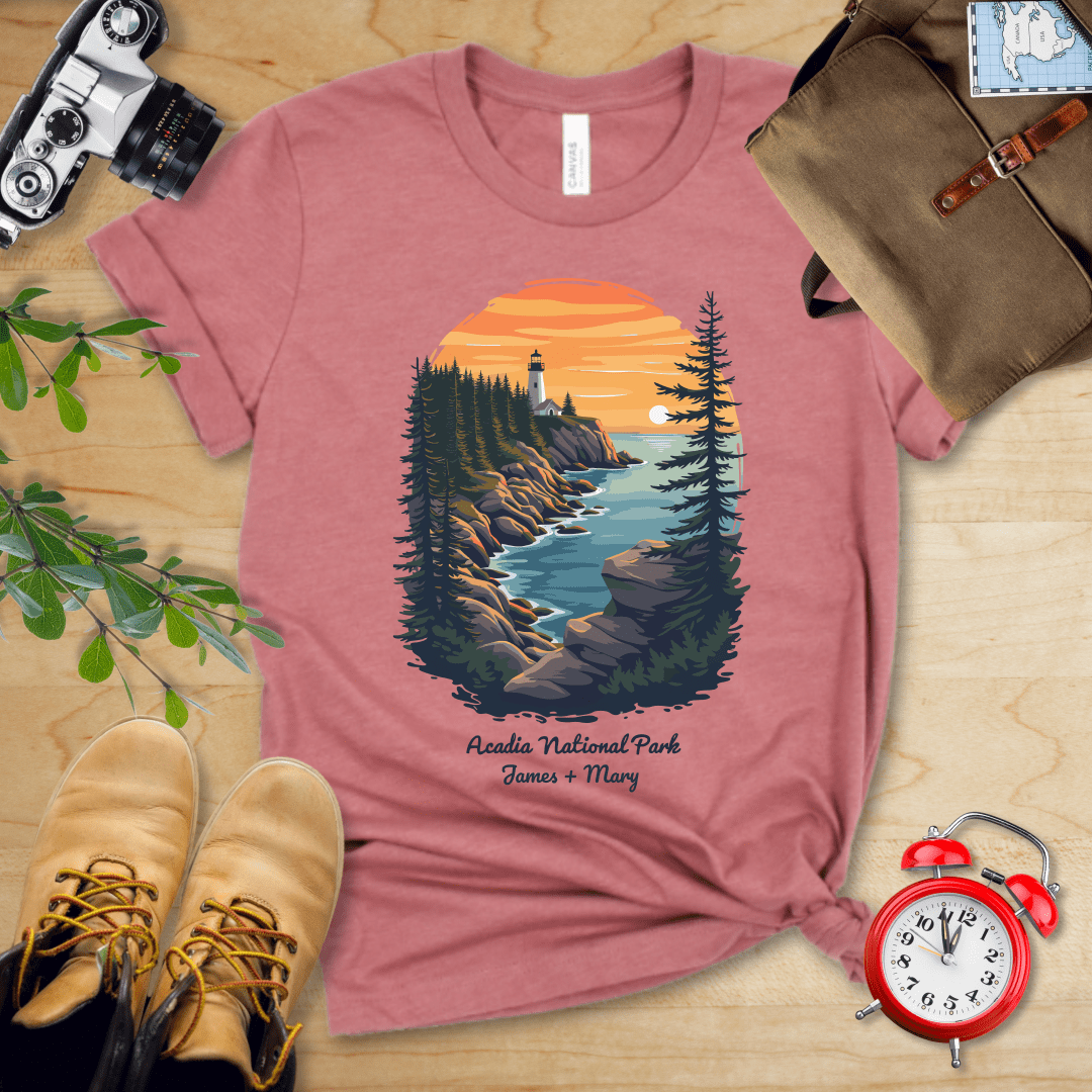 AnywherePOD T-Shirt Heather Mauve / S Acadia National Park Shirt + Personalization