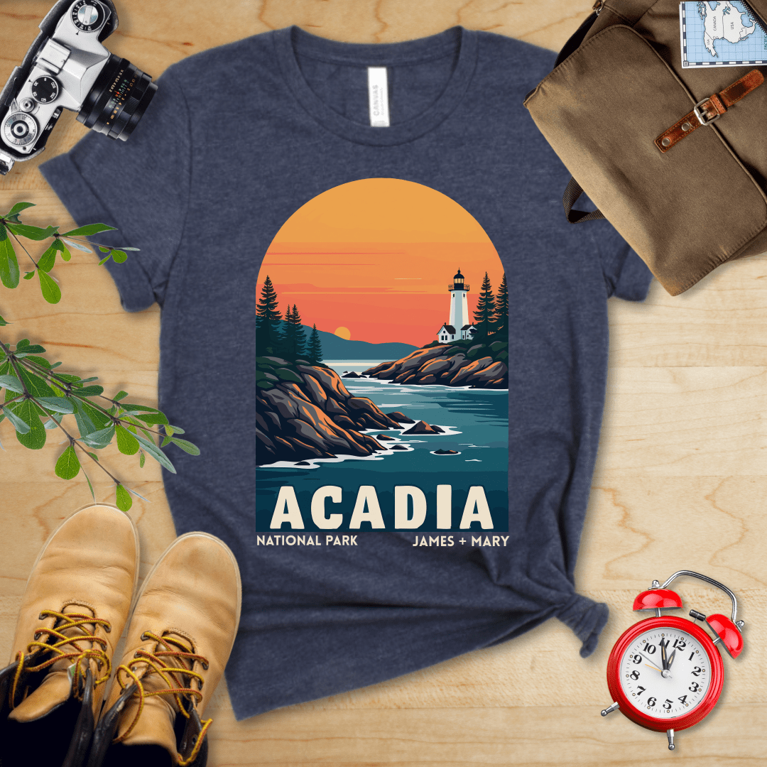 AnywherePOD T-Shirt Heather Navy / S Acadia National Park Shirt + Personalization