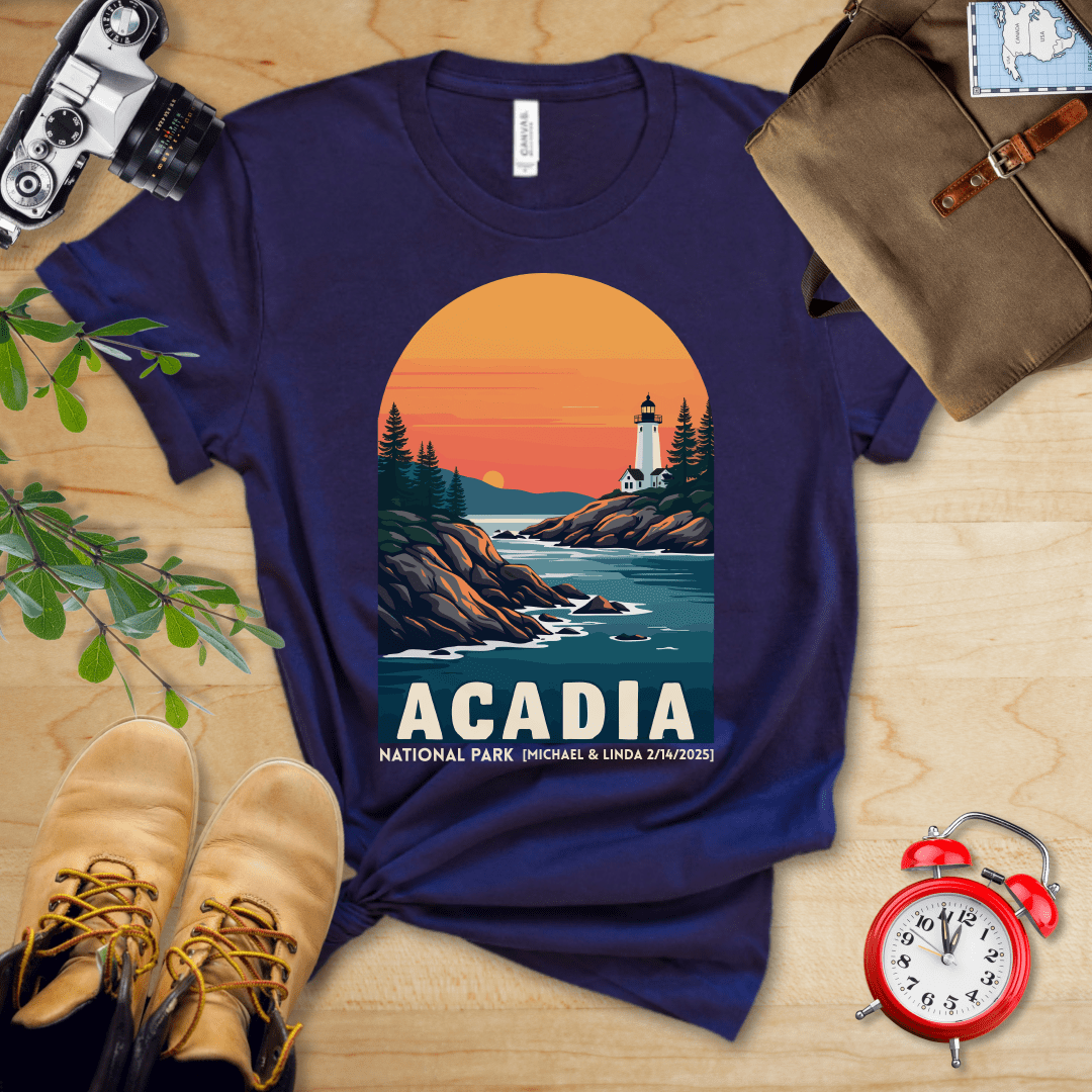 AnywherePOD T-Shirt Navy / S Acadia National Park Shirt + Personalization