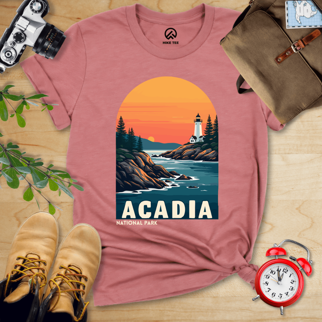Hike Tee T-Shirt Heather Mauve / S Acadia National Park Shirt