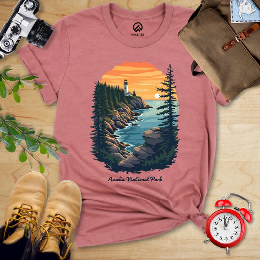 Hike Tee T-Shirt Heather Mauve / S Acadia National Park Shirt