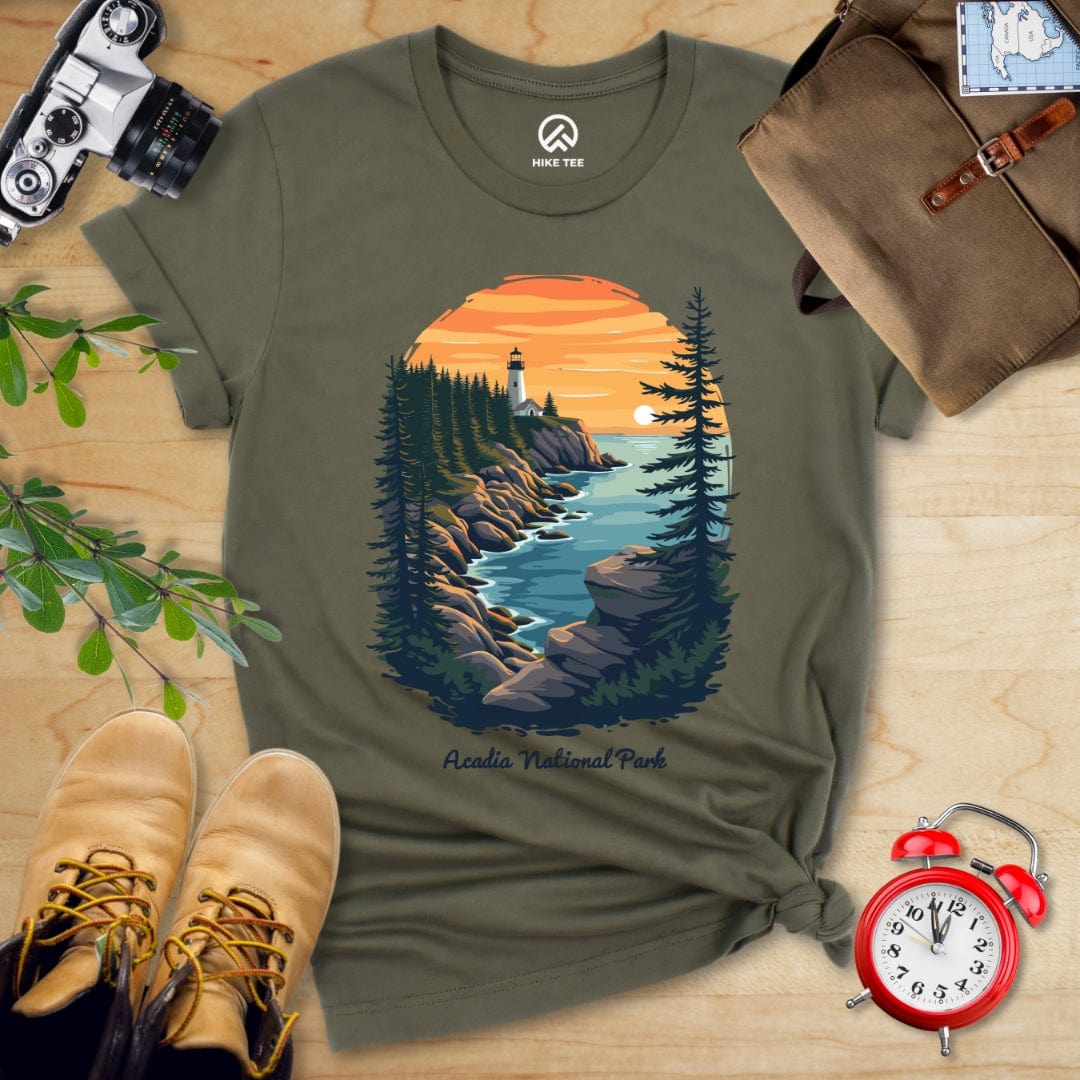 Hike Tee T-Shirt Military Green / S Acadia National Park Shirt