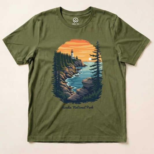 Hike Tee T-Shirt Military Green / S Acadia National Park Shirt