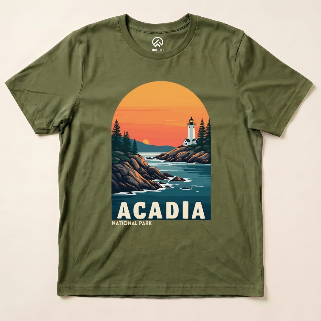 Hike Tee T-Shirt Military Green / S Acadia National Park Shirt