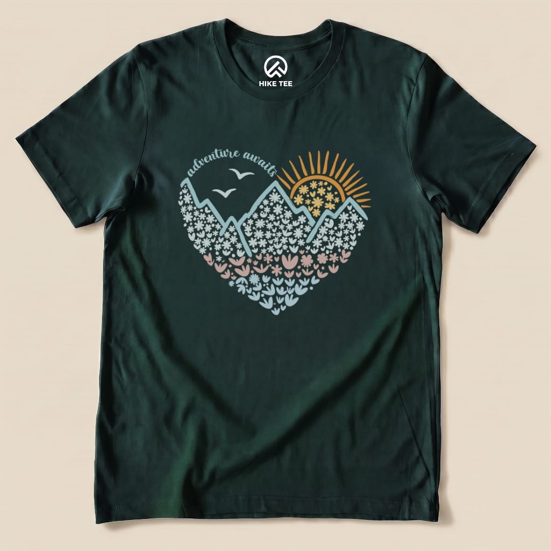 Hike Tee T-Shirt Forest / S Adventure Awaits Flower Heart Shirt