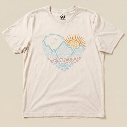 Hike Tee T-Shirt Natural / S Adventure Awaits Flower Heart Shirt