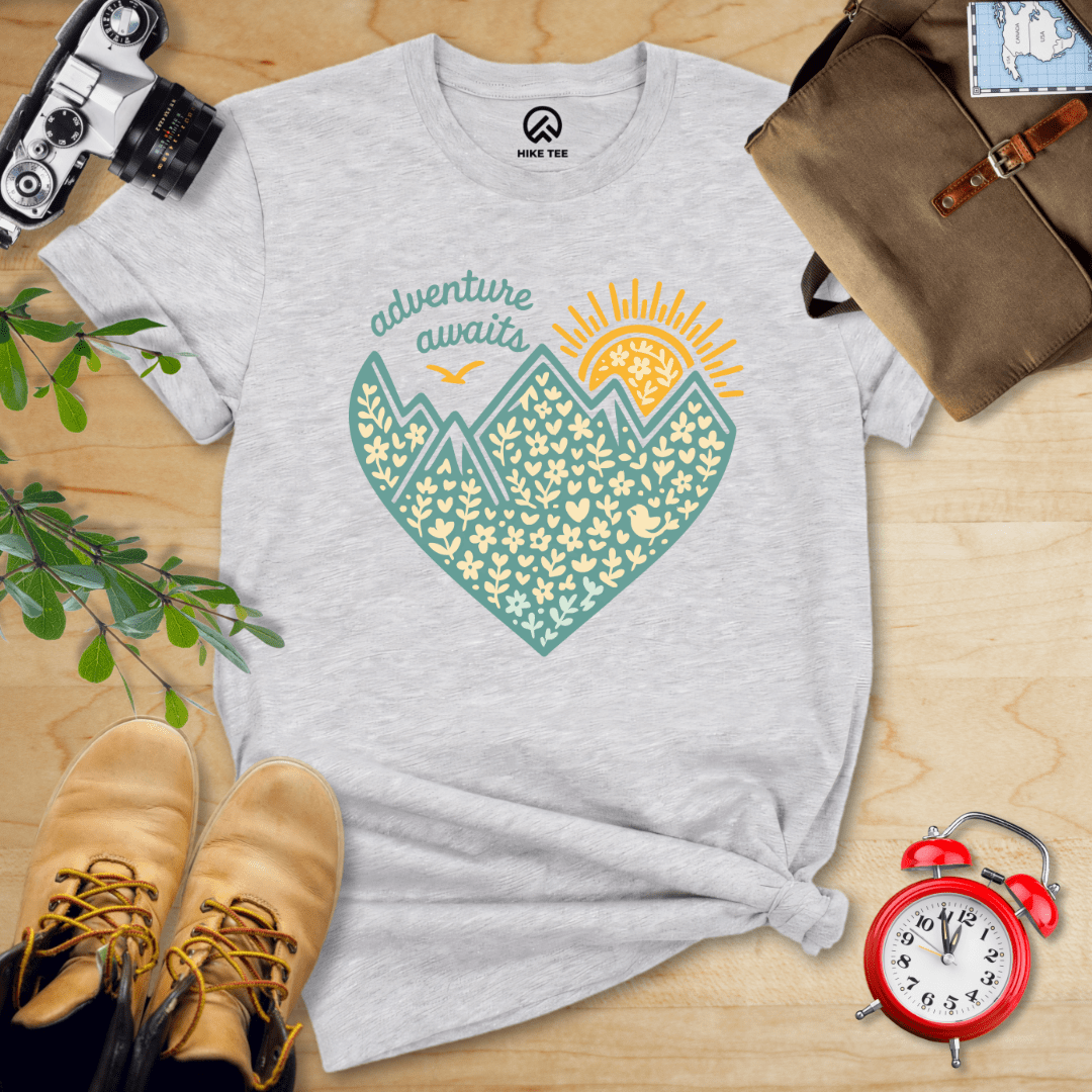 Hike Tee T-Shirt Athletic Heather / S Adventure Awaits Heart Shirt