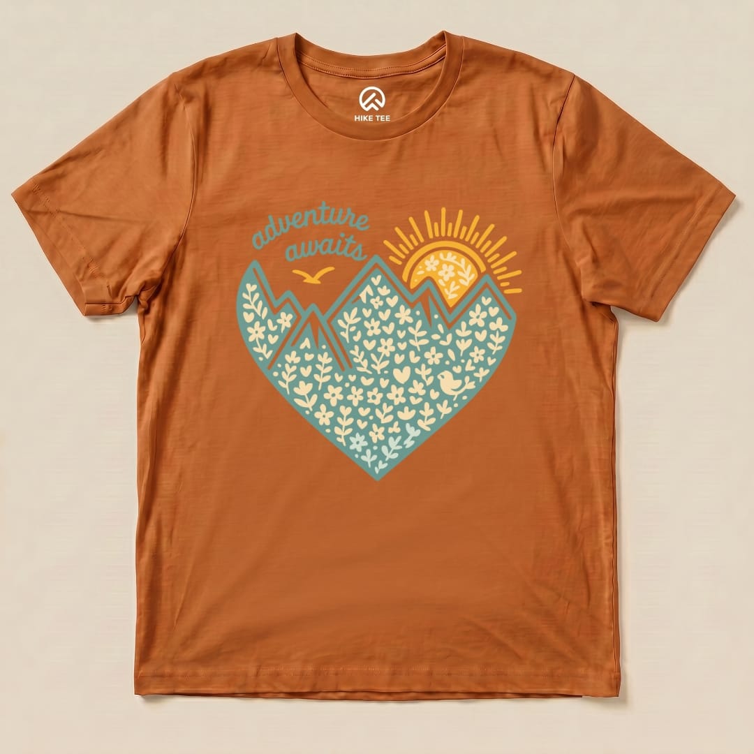 Adventure Awaits Heart Shirt Hike Tee T-Shirt Autumn / S