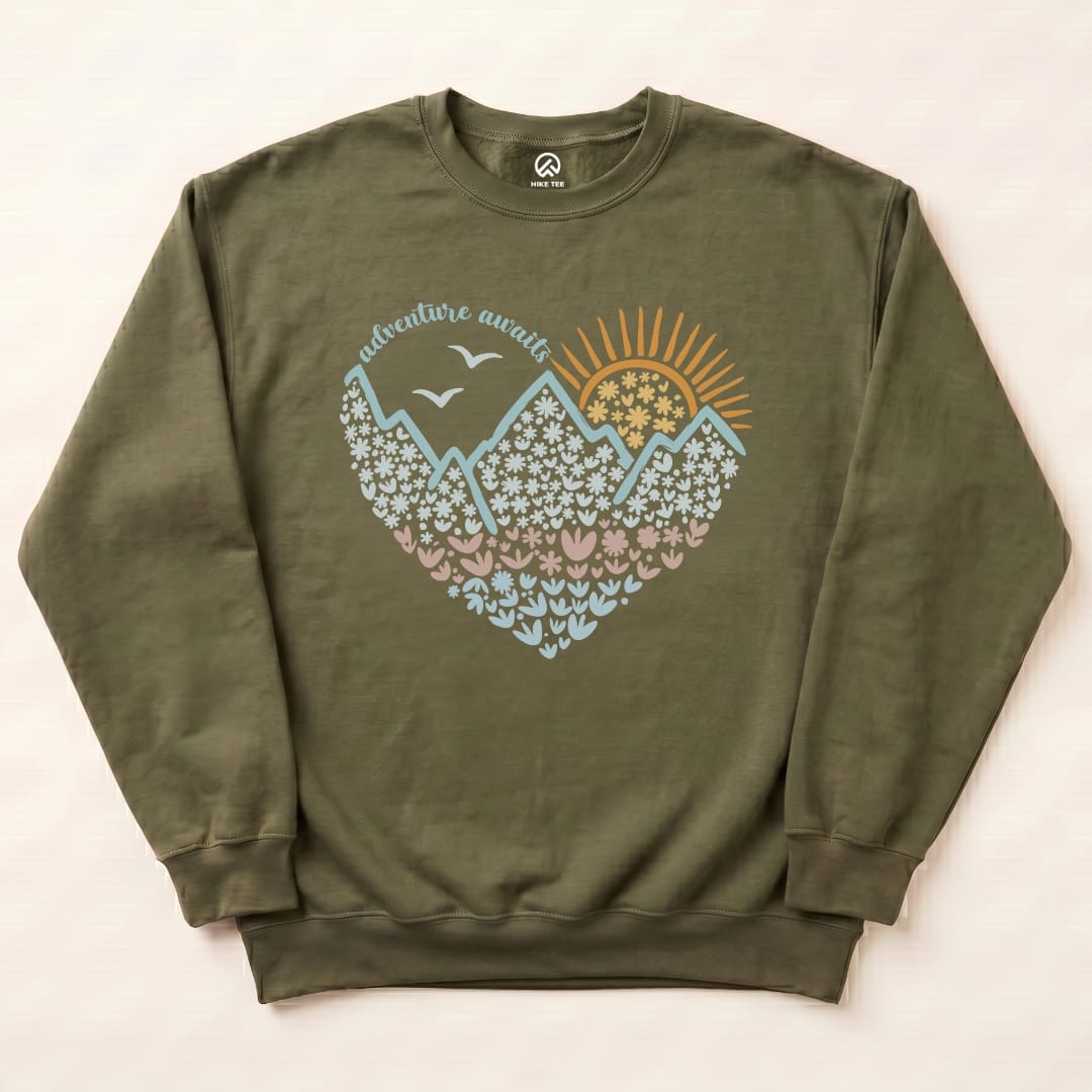 Adventure Awaits Hearth Sweatshirt Hike Tee Sweatshirt Military Green / S