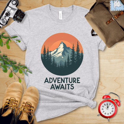 Printify T-Shirt Athletic Heather / S Adventure Awaits Shirt