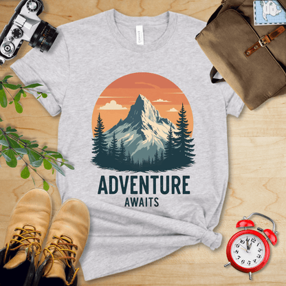 Printify T-Shirt Athletic Heather / S Adventure Awaits Shirt