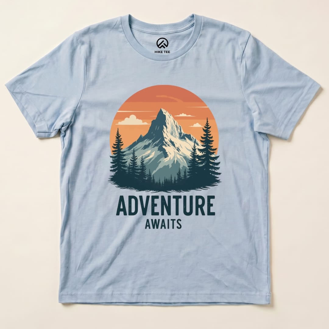 Adventure Awaits Shirt Hike Tee T-Shirt Baby Blue / S