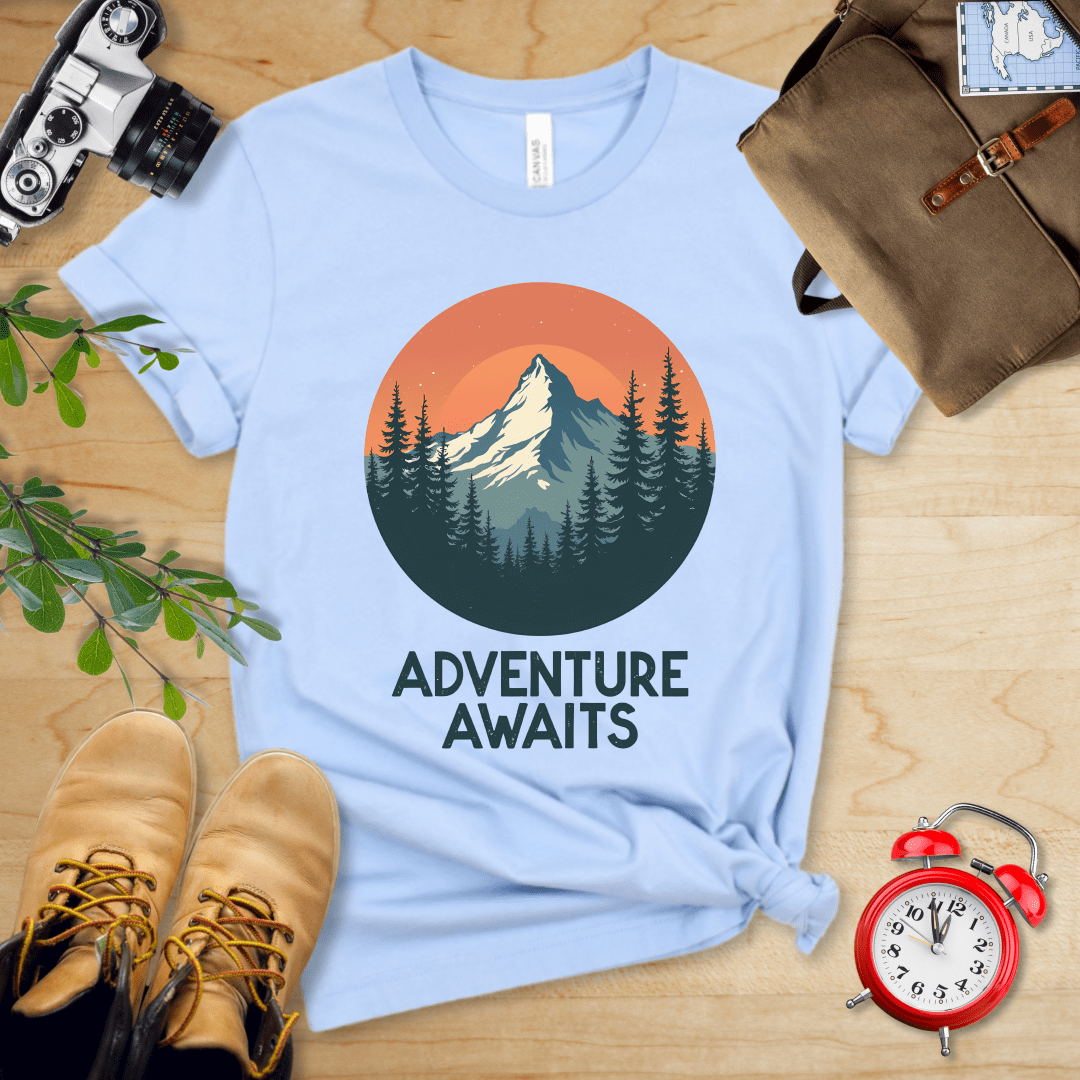 Printify T-Shirt Baby Blue / S Adventure Awaits Shirt