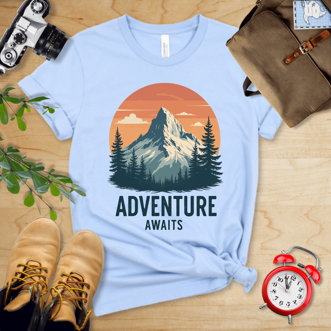 Printify T-Shirt Baby Blue / S Adventure Awaits Shirt