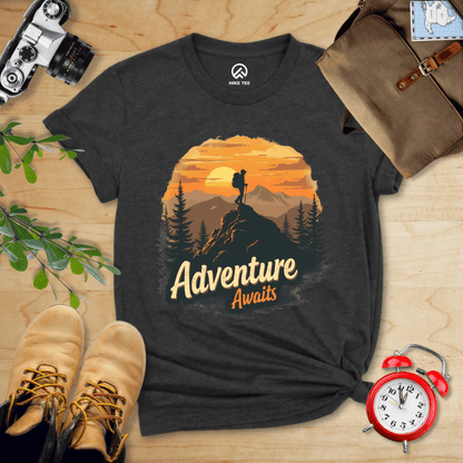 Printify T-Shirt Dark Grey Heather / S Adventure Awaits Shirt