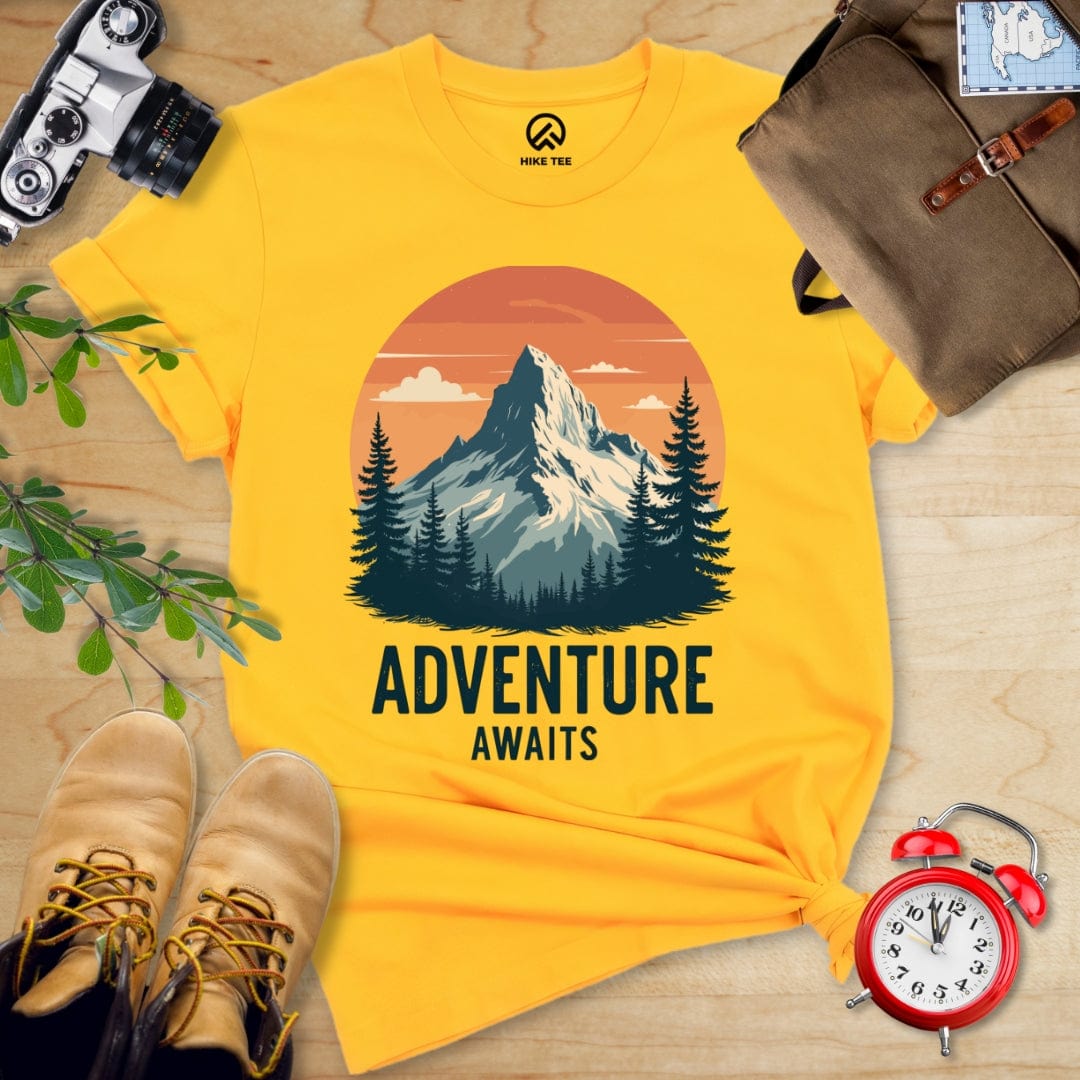Hike Tee T-Shirt Gold / S Adventure Awaits Shirt
