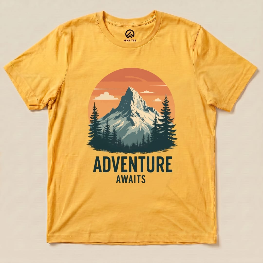 Adventure Awaits Shirt Hike Tee T-Shirt Gold / S