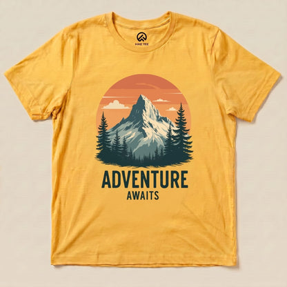 Adventure Awaits Shirt Hike Tee T-Shirt Gold / S