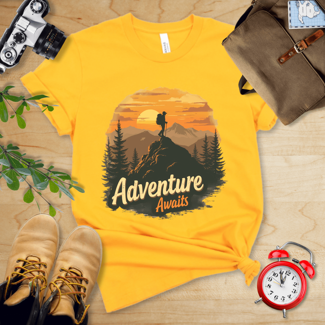 Printify T-Shirt Gold / S Adventure Awaits Shirt