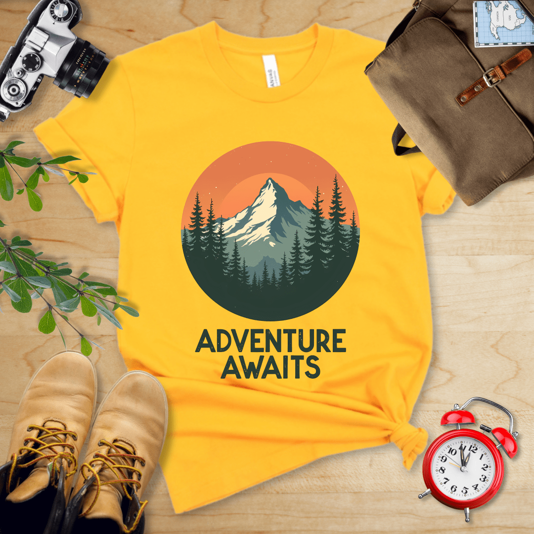 Printify T-Shirt Gold / S Adventure Awaits Shirt