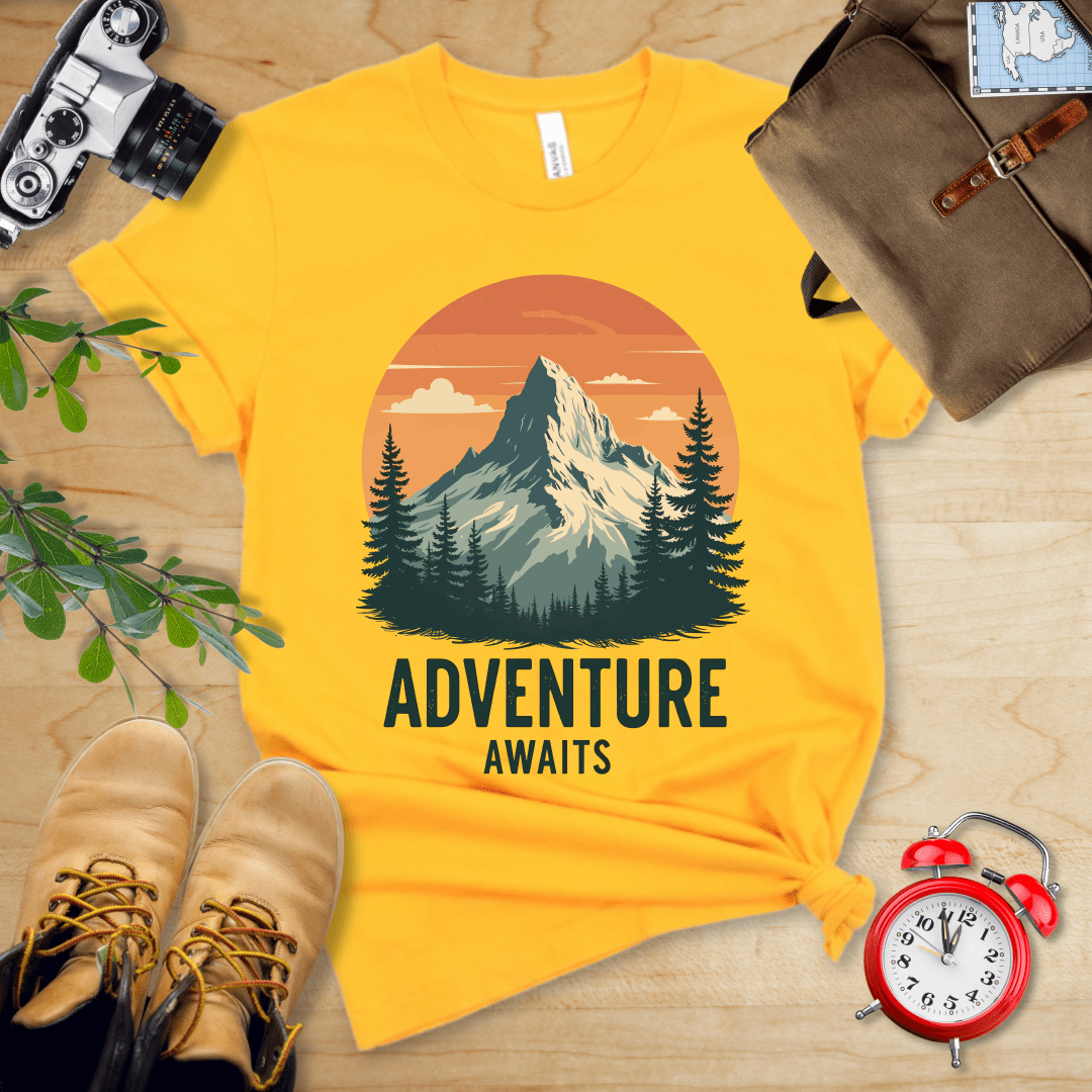 Printify T-Shirt Gold / S Adventure Awaits Shirt