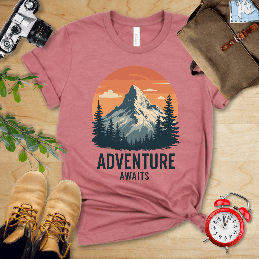 Printify T-Shirt Heather Mauve / S Adventure Awaits Shirt