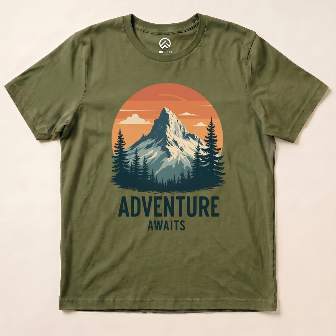 Adventure Awaits Shirt Hike Tee T-Shirt Military Green / S